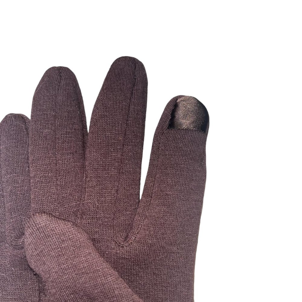 BYOS, Womens, Cable Knit, Grey Hat w/Faux Fur Pom Pom/ Mauve Trimmed Grey Glove - Picture 3 of 7